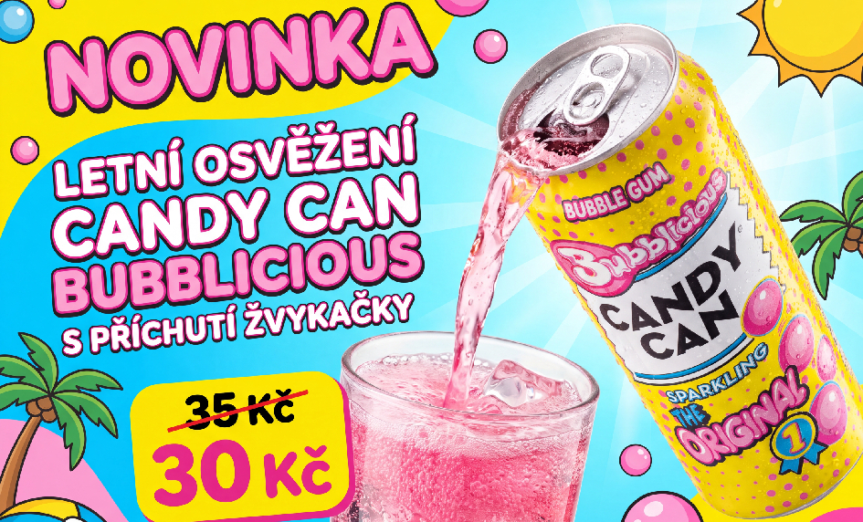 CANDY CAN BUBBLICIOUS SYCENÁ LIMONÁDA S PŘÍCHUTÍ ŽVYKAČKY 330ML