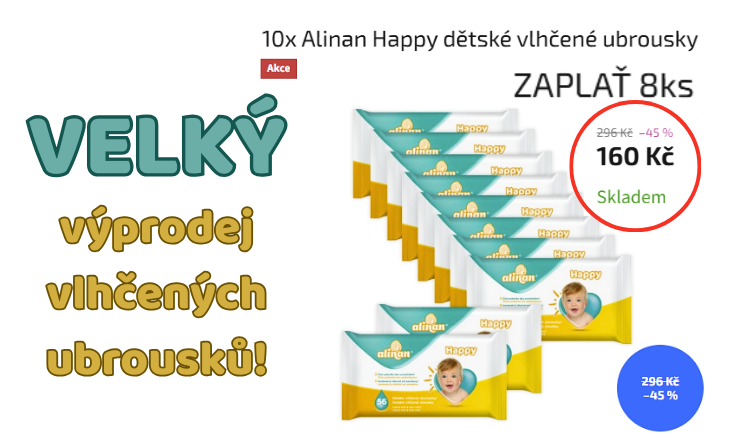 Velký výprodej vlhčených ubrousků