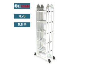 Hitman Hliníkový rebrík so sklopným stojanom 4x5 schodíkov, 5,8 metra