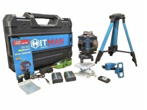 Hitman HT-GLS-2416LD 4D 16-riadkový zelený laserový vodováha – 360° horizontálne a vertikálne priečne lúče, automatické samonastavovanie, diaľkové ovládanie APP