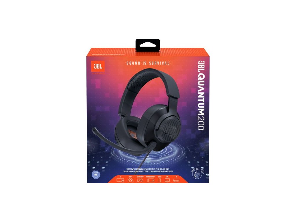 JBL Quantum 200 Wired Over-Ear Gaming Headset With Flip-up Mic
