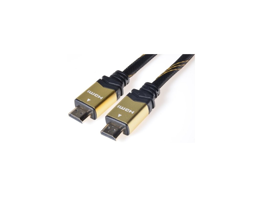 Kabel propojovací HDMI 1.4 + Ethernet, textilní povrch, zlacené konektory, 3m