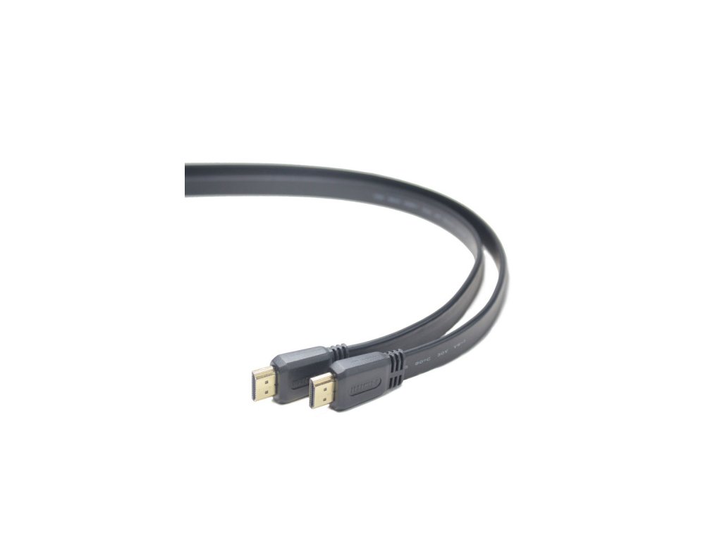 Kabel propojovací HDMI 1.4 + Ethernet plochý , zlacené konektory, 3m