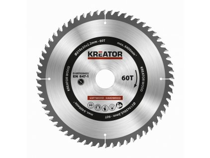 Pilový kotouč Kreator KRT020422 na dřevo 210mm, 60T