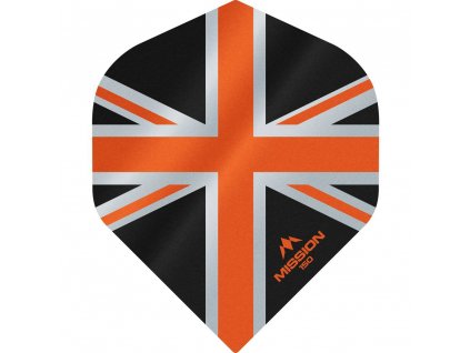 Letky na šipky Mission Alliance, Union Jack, No2, 150 micron, černé, oranžové