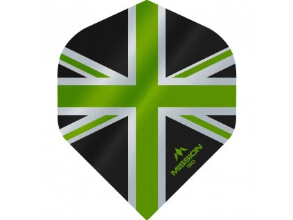 Letky na šipky Mission Alliance, Union Jack, No2, 150 micron, černé, zelené