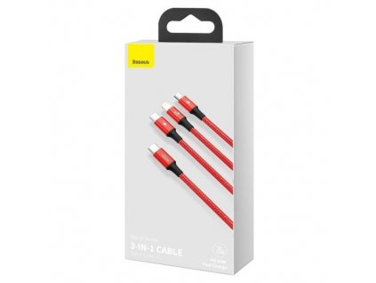 Baseus Type-C Rapid 3-in-1 Cable for Micro + Lightning + Type-C PD 20W 1.5m Red (CAMLT-SC09)
