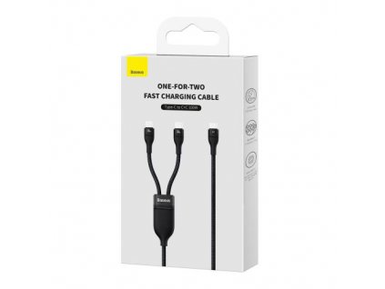 Baseus Universal Cable, Flash Series II 2-in-1 Fast Charging Cable (Type-C to Type-C + Type-C) 100W, 1.5m, Black (CASS060001)