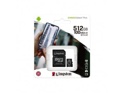 Kingston MicroSD Card Canvas Select Plus 512GB Class 10 + Adapter SDCS2/512