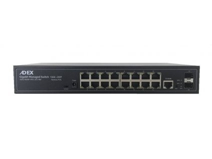 Switch Adex ADS216GRP-VPO-2FO-RM managovateľný, 16x GLAN, 15x PoE-in reverzný, 1x PoE-out, 2x SFP