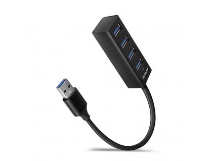 USB hub AXAGON HUE-M1A 4x USB 3.2 Gen 1 MINI hub, kovový, kabel USB-A 20cm