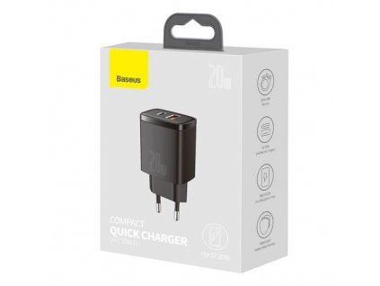 Baseus Travel Charger Compact Quick Charger U+C 20W EU čierna (CCXJ-B01)