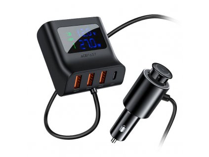 Car Charger Acefast B8, 3x USB + USB-C, 90W (black)