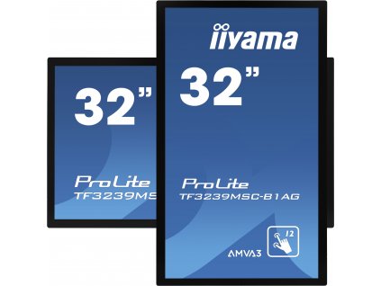 IIYAMA 32" iiyama TF3239MSC-B1AG: AMVA, FullHD, capacitive, 12P, 500cd/m2, VGA, HDMI, DP, 24/7, IP54, černý