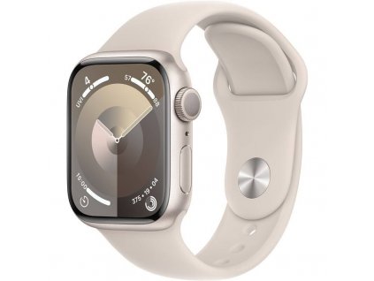 Hodinky Apple Watch Series 9 GPS + Cellular, 45mm Starlight Aluminium Case with Starlight Sport Band - S/M