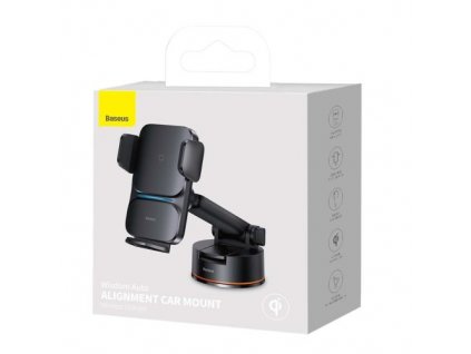 Baseus Car Mount bezdrôtový Charger Wisdom Auto Alignment Phone Holder with Suction Cup 15W čierna (CGZX000101)