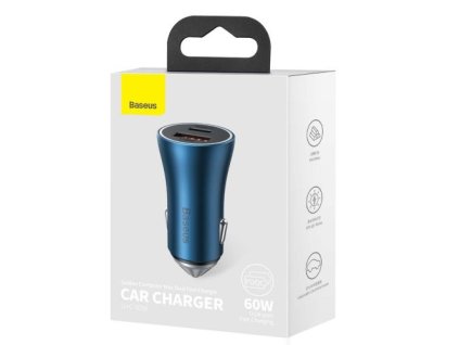 Baseus Car Charger Golden Contactor Max Dual Fast Charger C+U 60W Blue (CGJM000103)