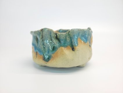 Bonsaj miska keramická, okrúhla, modrá, 11 x 6,5 cm