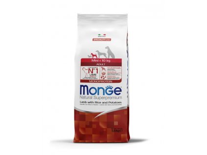 monge monoprotein mini adult lamb with rice and potato 75kg