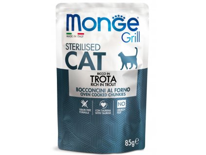 monge gatto umido grill bocconcini in jelly ricco in trota sterilised