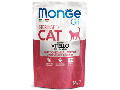 monge gatto umido grill bocconcini in jelly ricco in vitello sterilised