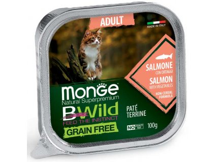 monge gatto umido bwild paté terrine salmone con ortaggi adult