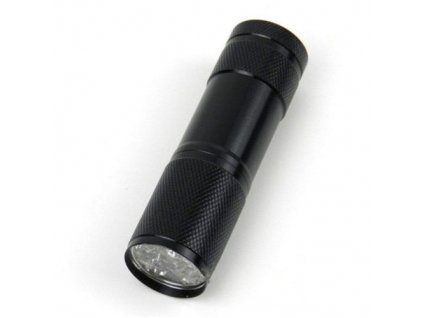 UV hliníková svítilna 9 led 3xAAA