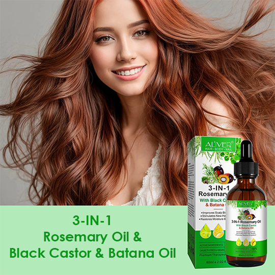 3 IN 1 Rosemary Oil with Black Castor & Batana Oil