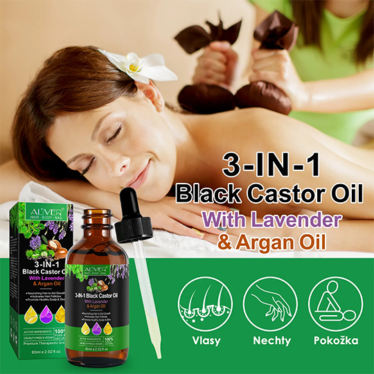 3 IN 1 Black Castor Oil with Lavender & Argan Oil