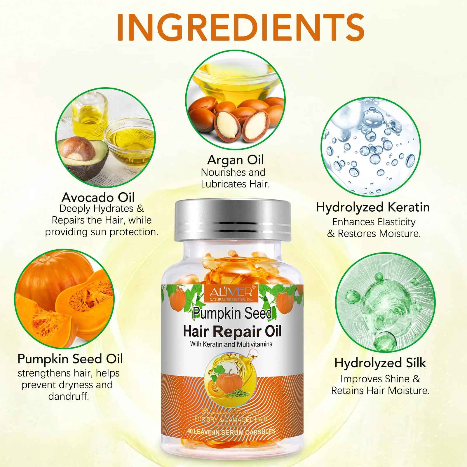 Pumpkin Seed Hair Repair Oil Capsules