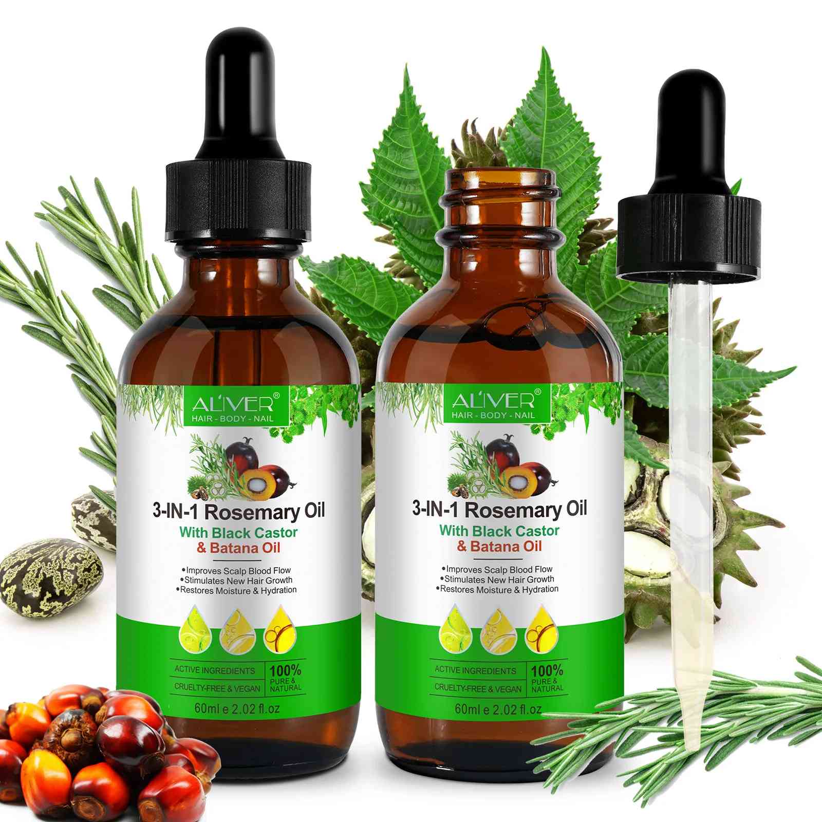 3 IN 1 Rosemary Oil Aliver with Black Castor & Batana Oil