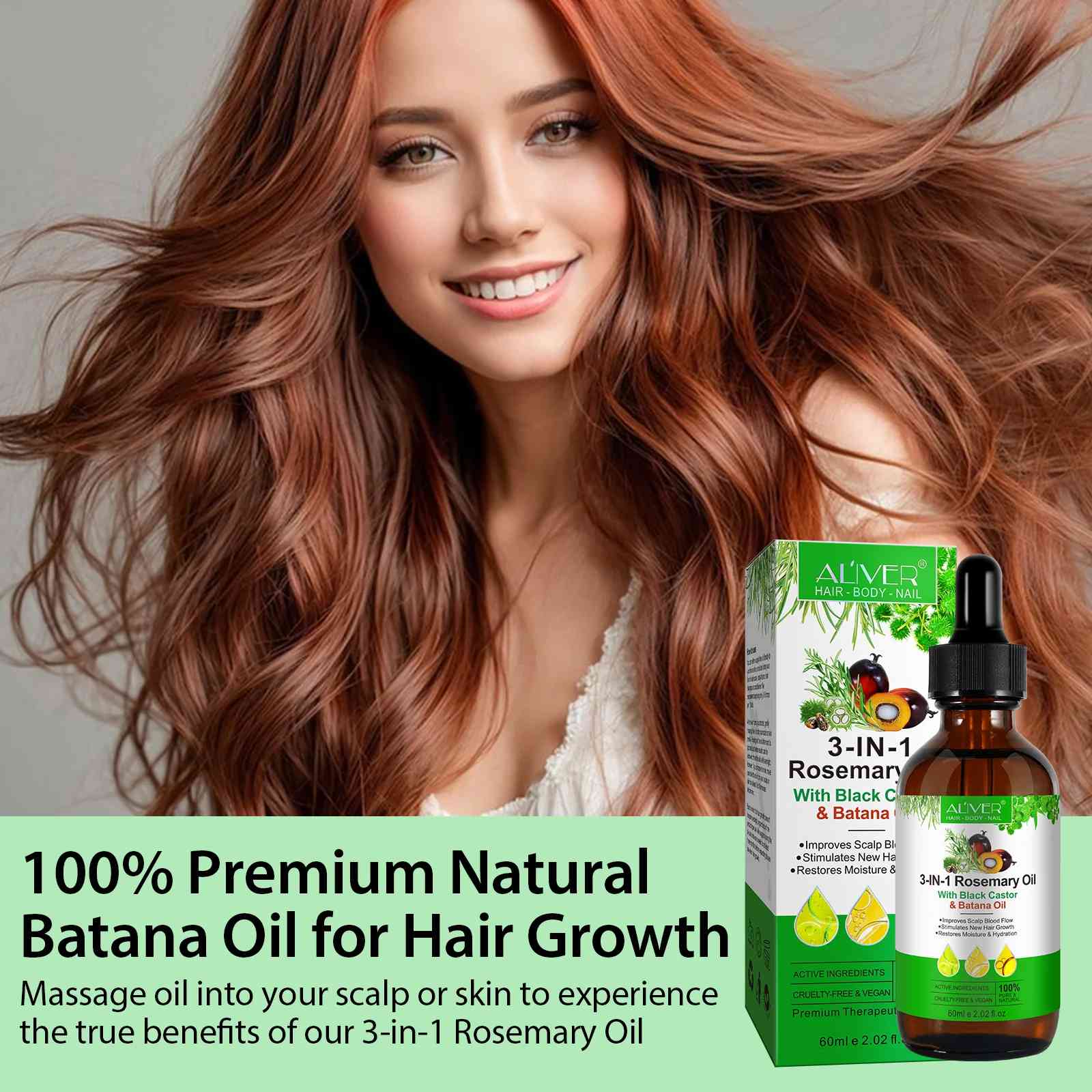3 IN 1 Rosemary Oil Aliver with Black Castor & Batana Oil