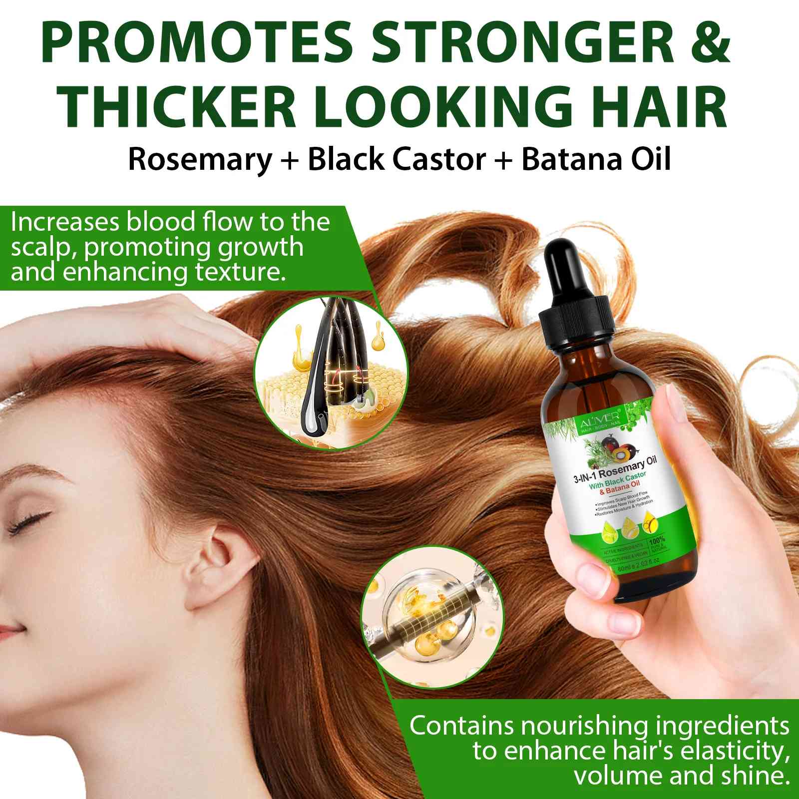3 IN 1 Rosemary Oil Aliver with Black Castor & Batana Oil