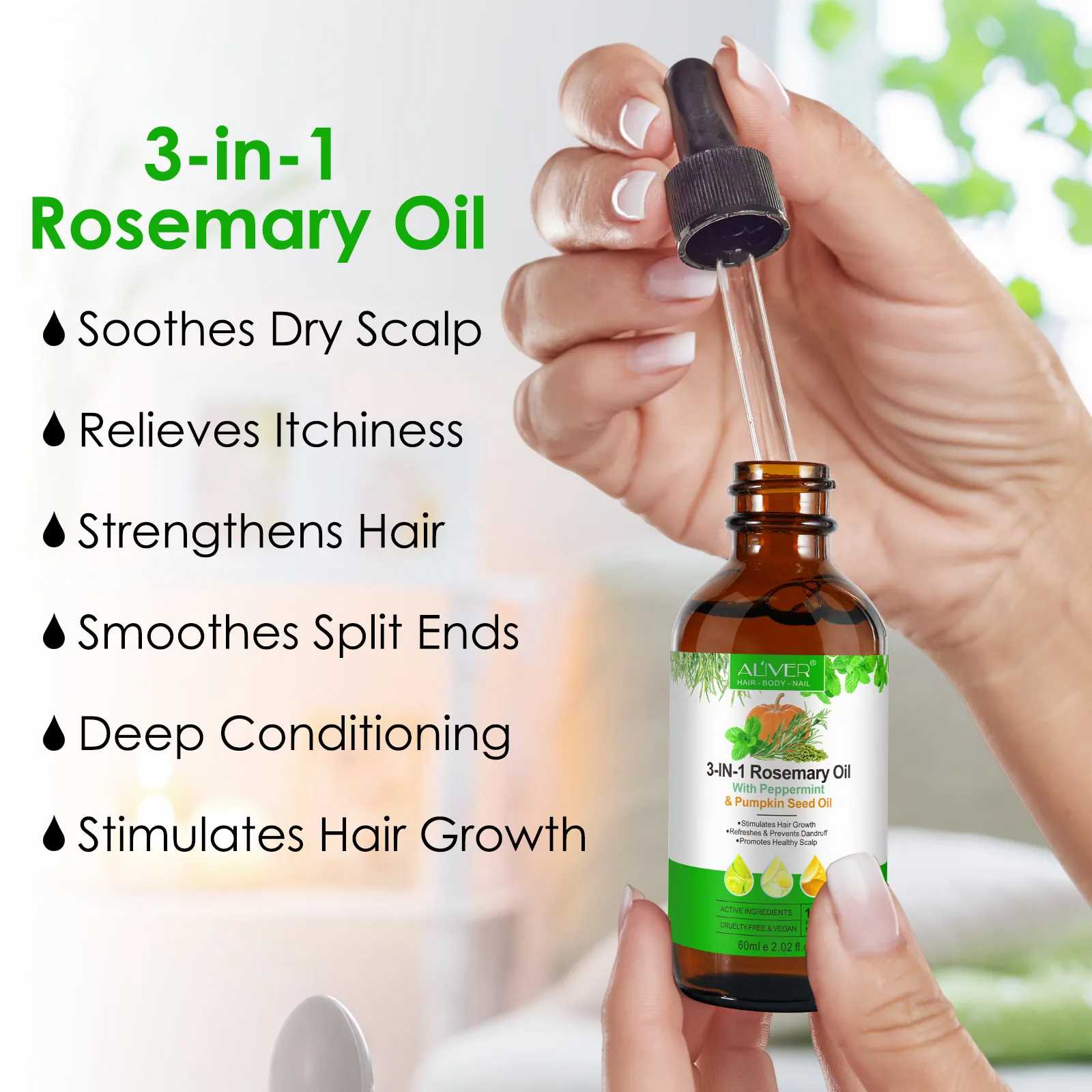 3 IN 1 Rosemary Oil Aliver with Peppermint & Pumpkin Seed Oil