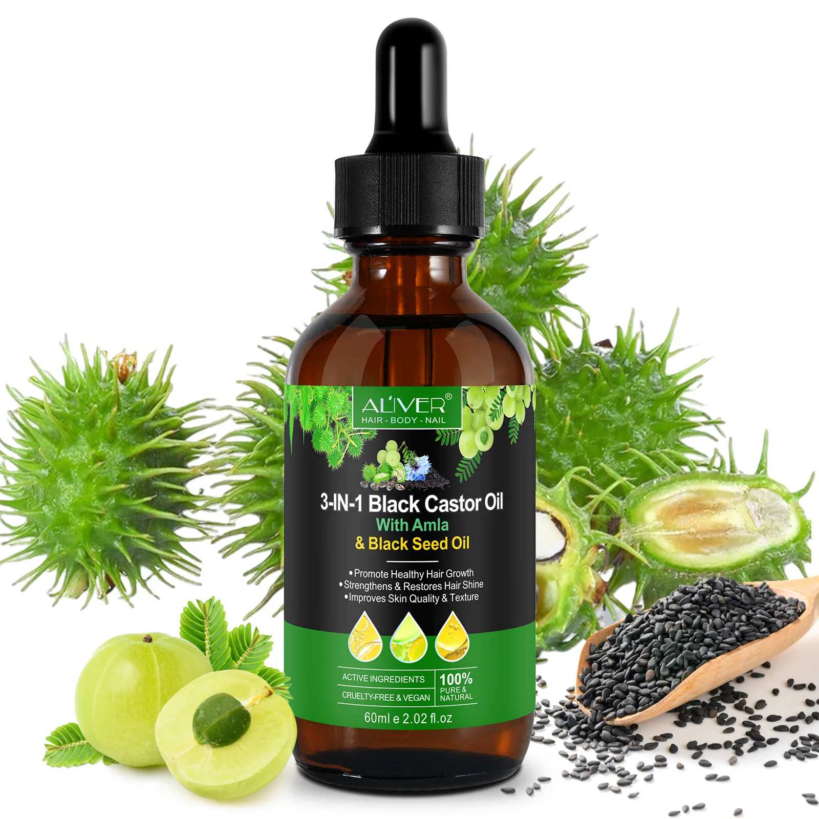 3 IN 1 Black Castor Oil Aliver with Amla & Black Seed Oil