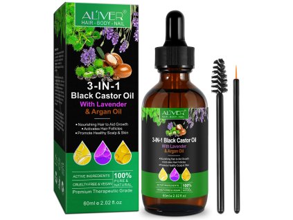 3 IN 1 Black Castor Oil with Lavender & Argan Oil