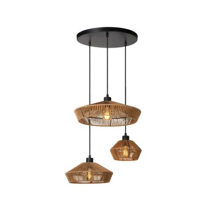 Lucide YUNKAI závěsné svítidlo Ø 60 cm - 3xE27 světlé dřevo