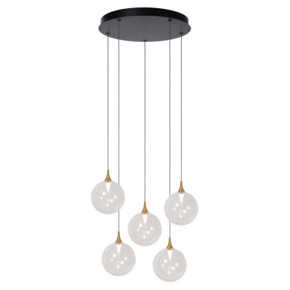 lucide gisela zavesne svitidlo 48 cm led stmivatelne 5x38w 2700k transparentni