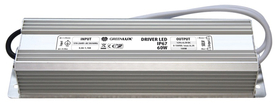 GREENLUX Elektronický transformátor DRIVER LED 60W IP67 GXLD026