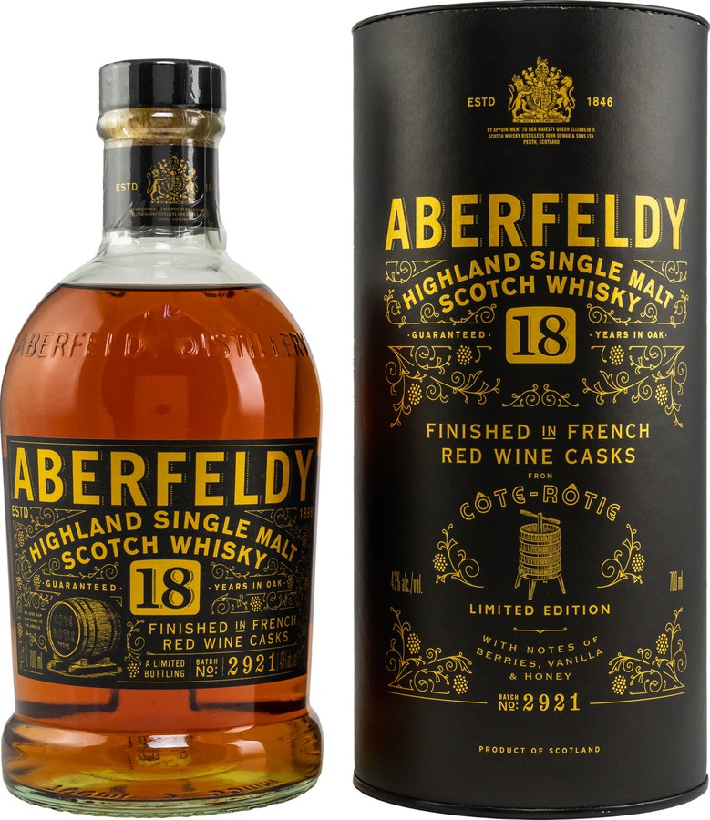 Aberfeldy 18yo Finished in French Red Wine Cote Rotie 43% 0,7l (tuba)