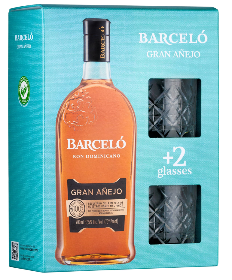 Barcelo Gran Anejo + 2 skla 37,5% 0,7l (dárkové balení 2 sklenice)