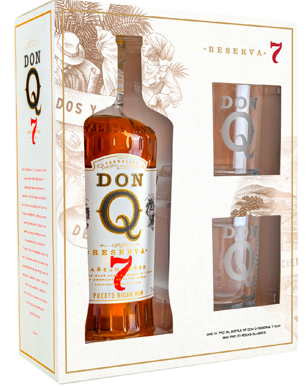 Don Q 7yo + 2 skla 40% 0,7l (dárkové balení 2 sklenice)