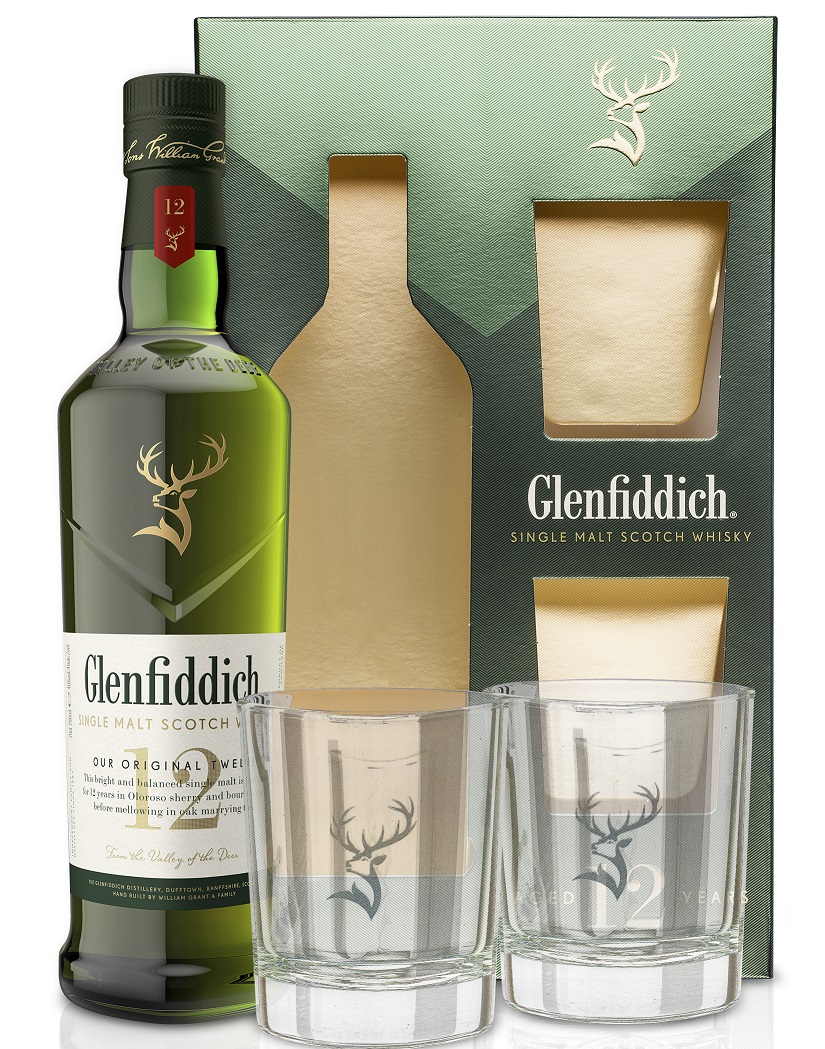 Glenfiddich 12y 40% 0,7 l (dárkové balení 2 skleničky)