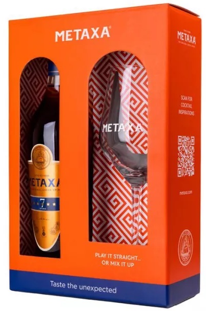 Metaxa 7* + 1 sklo 40% 0,7l (dárkové balení sklenička)