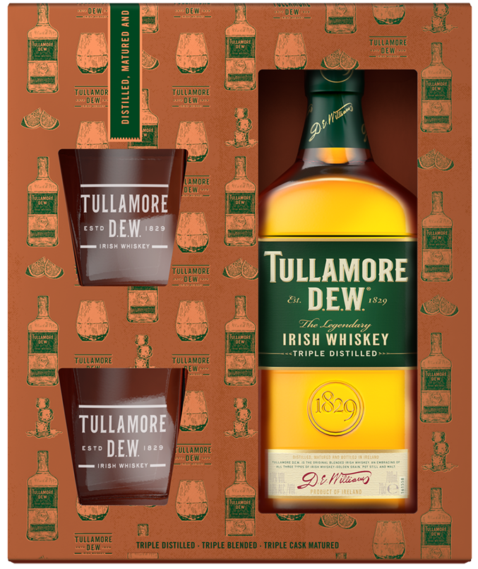 Tullamore D.E.W. + 2 skla 40% 0,7l (dárkové balení 2 sklenice)