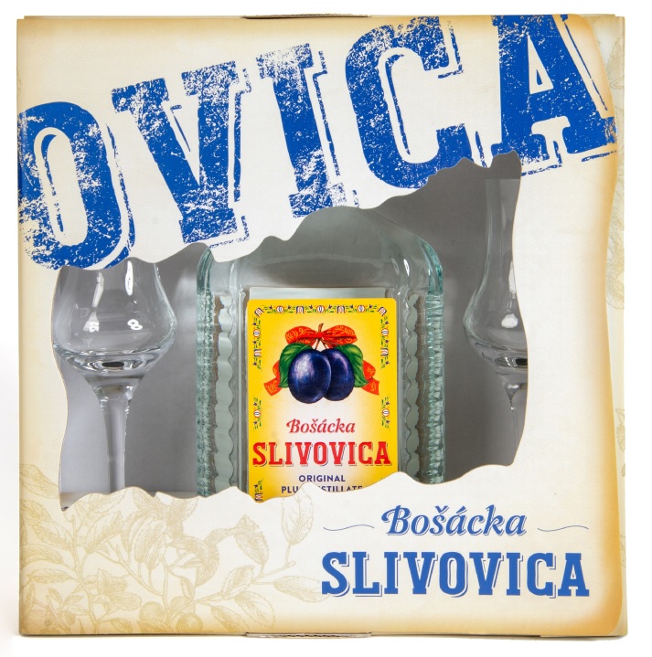 Bošácká slivovice 0,7l 52% (dárkové balení 2 skleničky)