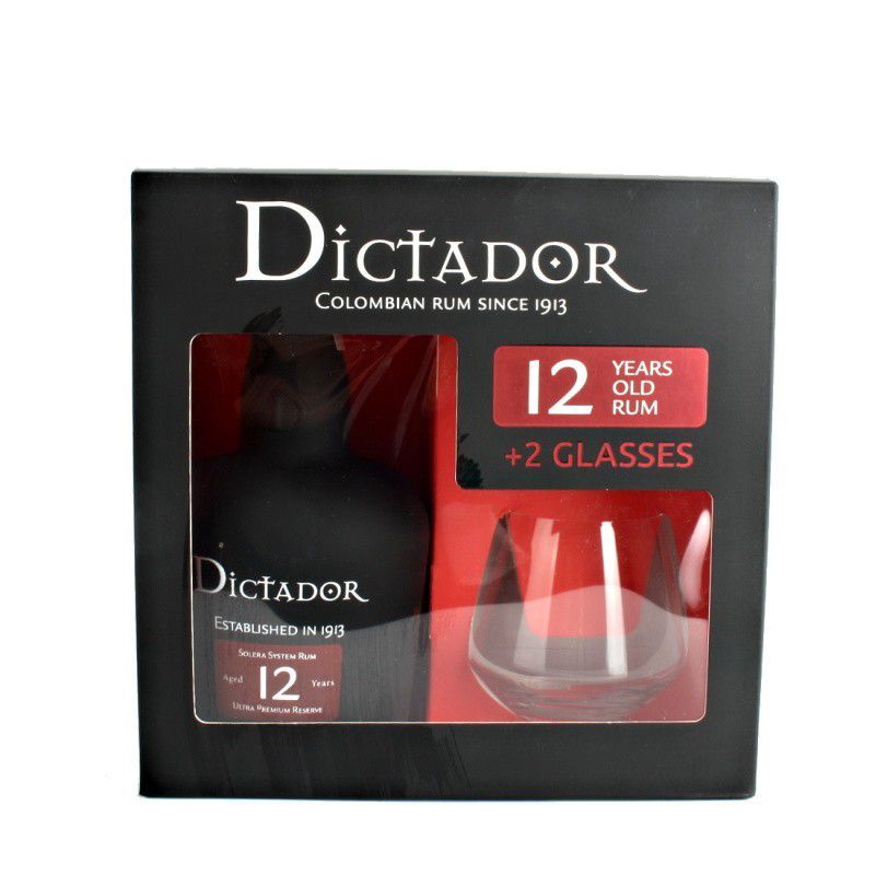 Dictador 12y 0,7l 40% (dárkové balení 2 skleničky)