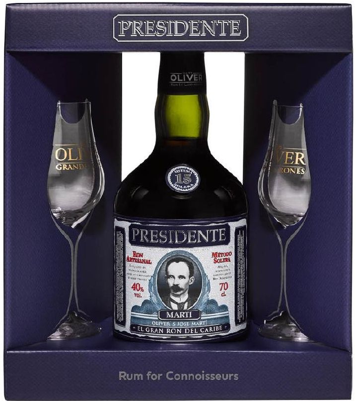 Presidente Marti 23 Sistema Solera + 2 sklenice 40% 0,7l (darčekové balenie 2 poháre)