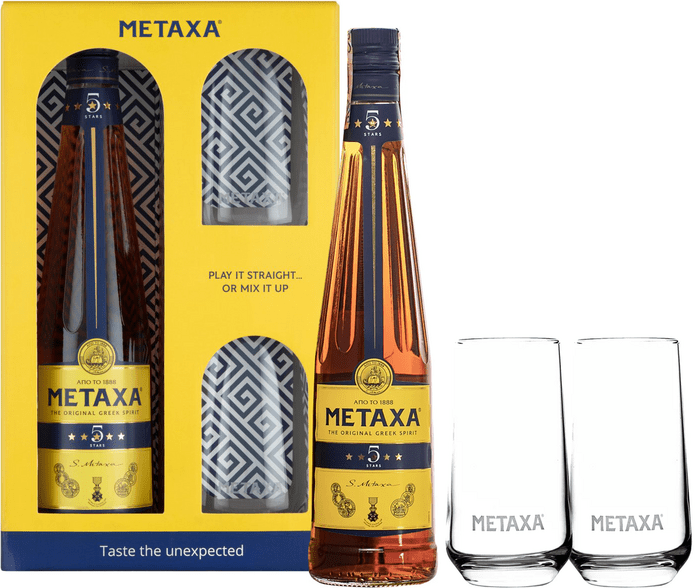 Metaxa 5* 0,7l 38% (dárkové balení 2 skleničky)