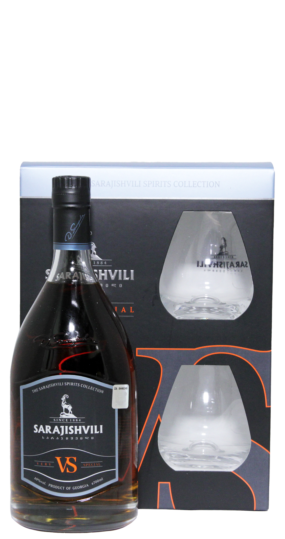 Sarajishvili VS 0,7l 40% (dárkové balení 2 skleničky)